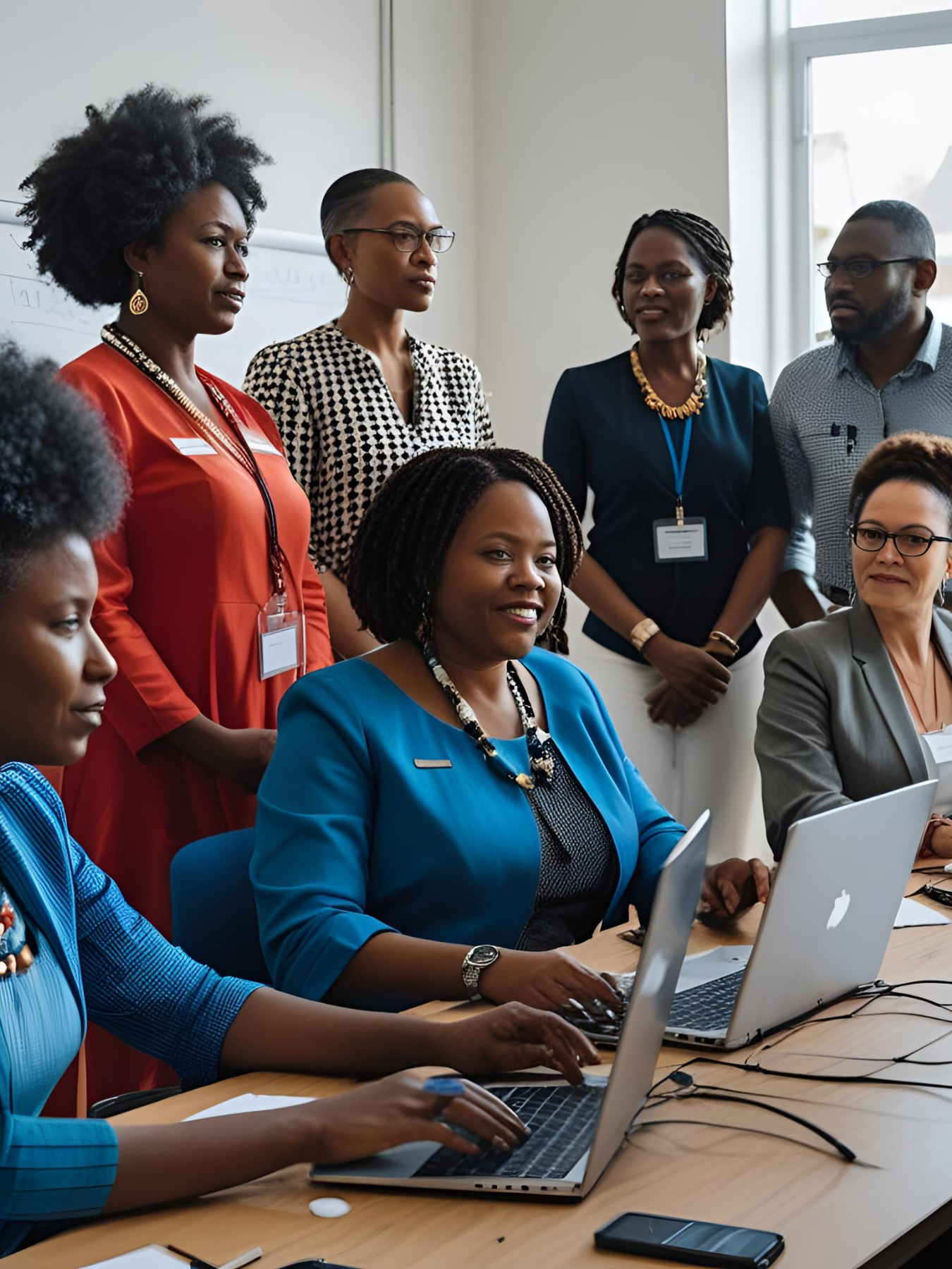 A group of women are attending digital technology training organised by the First Web Foundation. 
