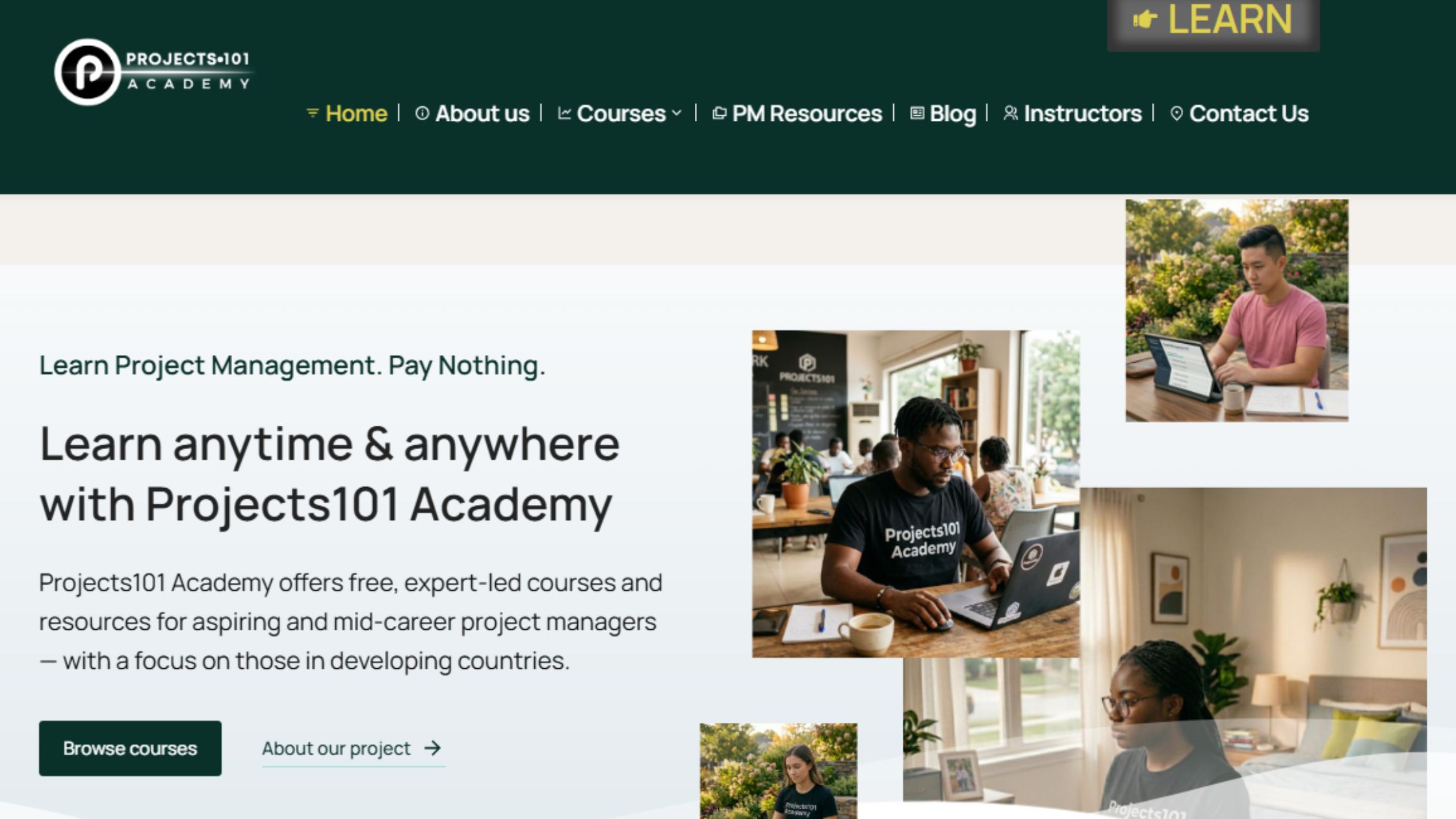 Projects101 Academy website thumbnail