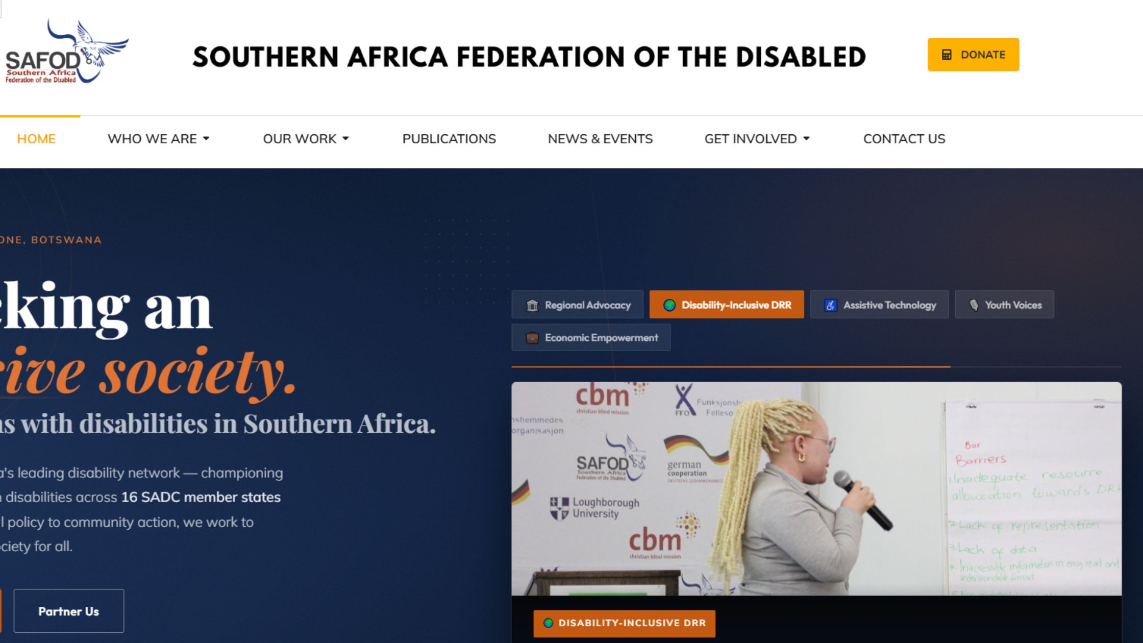 Southern Africa Federation of the Disabled website thumbnail